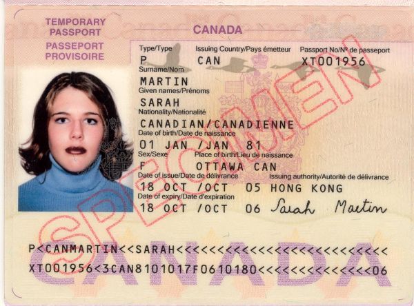 CAN-AP-02001 - 
<Biodata page>
                