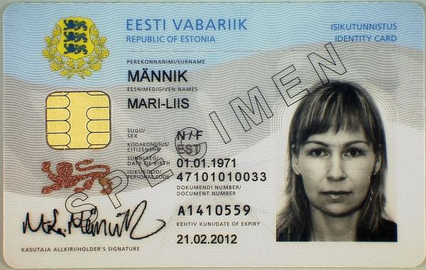 EST-BO-02001 - 
<Integrated biodata card - recto (identity)>
                