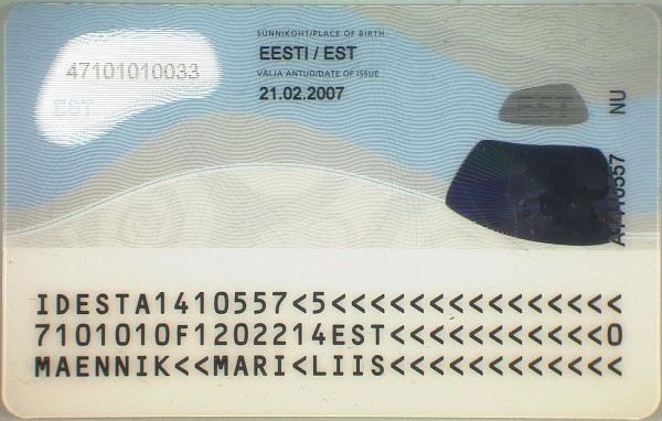 EST-BO-02001 - 
<Integrated card - verso>
                