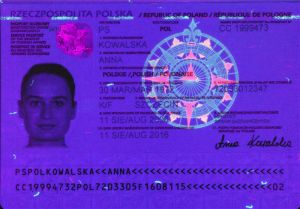POL-AS-02001 - 
<Integrated biodata card - recto (identity)> - UV feature