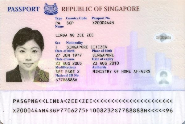SGP-AS-03001 - 
<Integrated biodata card - recto (identity)>
                