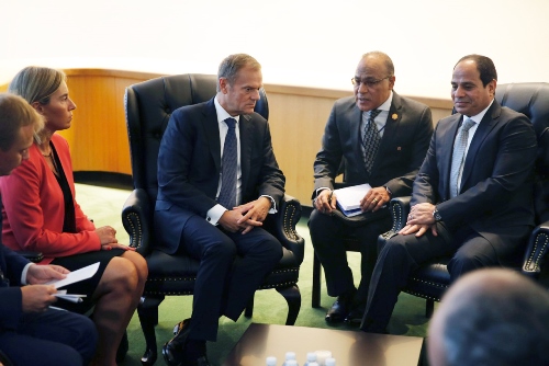 Setkání s egyptským prezidentem Abd al-Fattáhem as-Sísím v New Yorku, 19. září