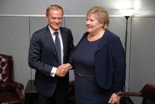 Setkání předsedy Donalda Tuska s norskou premiérkou Ernou Solbergovou v New Yorku