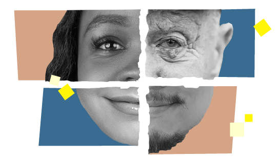 A mix of four faces forming one single face.