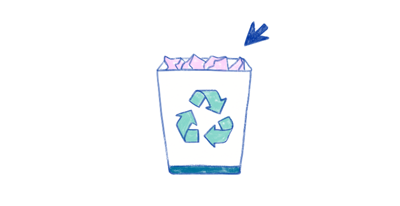 A trash bin as seen on computer screens, an Illustration.