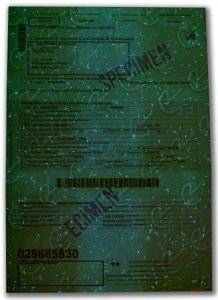 BEL-GO-01002 - 
<Předn&iacute; strana - totožnost> - Jištěn&iacute; v UV světle