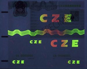 CZE-HO-02001 - 
<Předn&iacute; strana - totožnost> - Jištěn&iacute; v UV světle