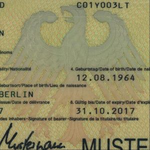 DEU-AS-03002 - 
<Ge&iuml;ntegreerde persoonsgegevenskaart - voorzijde (identiteit)> - Druk/print -techniek