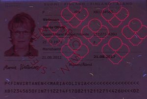 FIN-AP-05002 - 
<Integrierte Personaldaten-Karte &ndash; Vorderseite (Identit&auml;t)> - UV-Merkmal