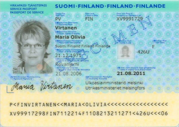 FIN-AS-04001 - 
<Integrated biodata card - recto (identity)>
                
