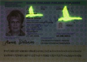 FIN-AS-04001 - 
<Integreret persondatakort - forside (identitet)> - UV-feature