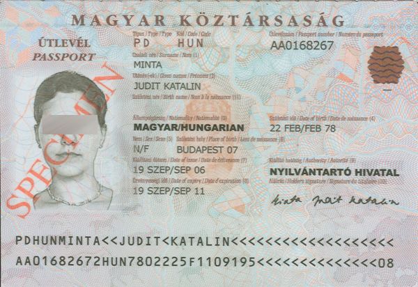 HUN-AD-02001 - 
<Integrovan&aacute; karta s osobn&iacute;mi &uacute;daji - předn&iacute; strana (totožnost)>
                