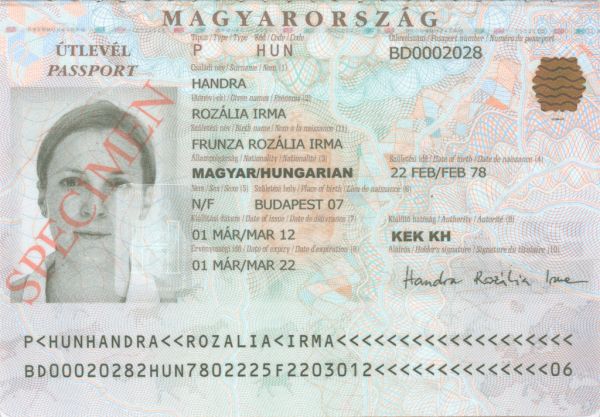 HUN-AO-03001 - 
<Integrovan&aacute; karta s osobn&iacute;mi &uacute;daji - předn&iacute; strana (totožnost)>
                