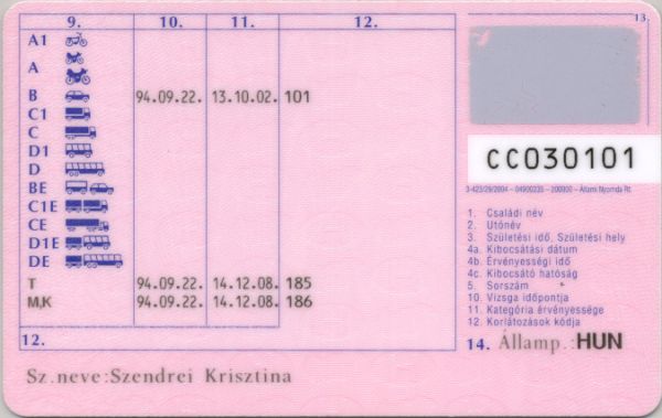 HUN-FO-02001 - 
<Verso>
                
