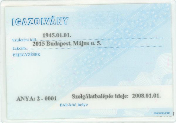 HUN-HS-01001 - 
<Zadn&iacute; strana >
                