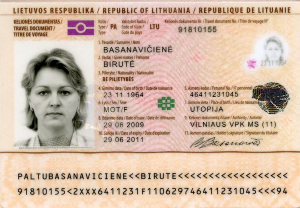 LTU-JO-02001 - 
<Tessera integrata con dati anagrafici - recto (identit&agrave;)>
                