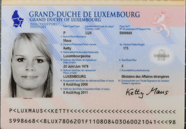 LUX-AS-02003 - 
<Integrierte Personaldaten-Karte &ndash; Vorderseite (Identit&auml;t)> - Bedruckstoff