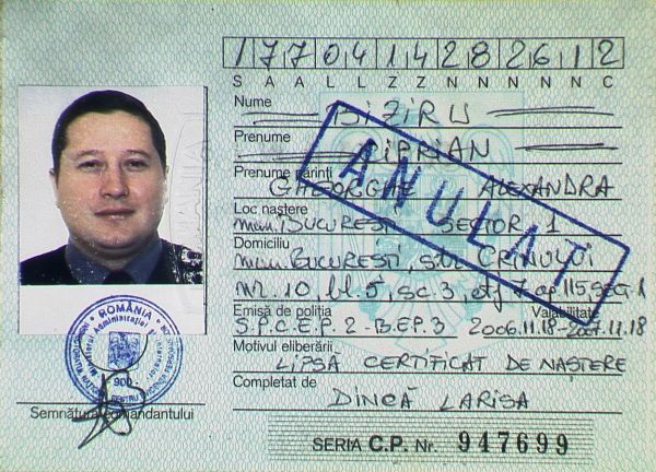 ROU-BP-01001 - 
<Předn&iacute; strana - totožnost>
                